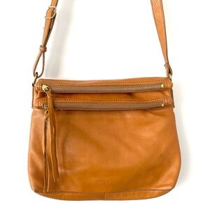 Margot Cognac Brown Leather Crossbody Bag Boho Western Coastal Cottage Vacation